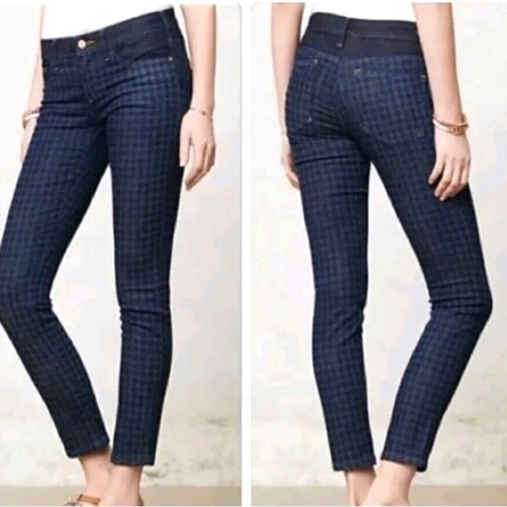 Pilcro and the Letterpress Jeans WOMENS 28 Serif Legging Houndstooth skinny Blue